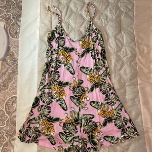 Boohoo tiger print pink romper
